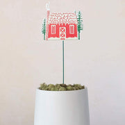 Creative Co-Op Cabin and Trees Plant Stake