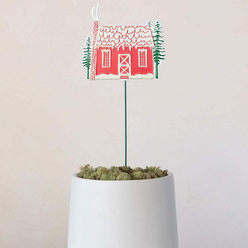 Creative Co-Op Cabin and Trees Plant Stake