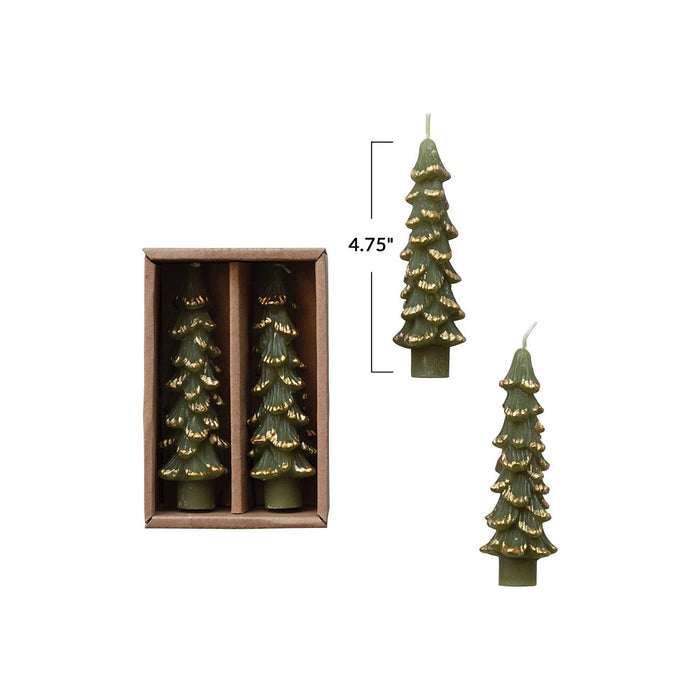 Creative Co-Op Green Unscented Tree Taper Candles