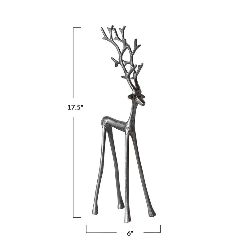 Creative Co-Op Slim Silver Cast Aluminum Reindeer