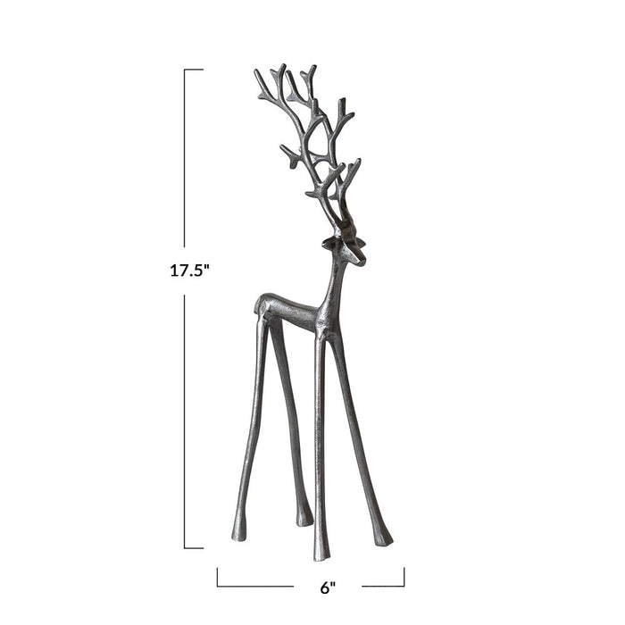 Creative Co-Op Slim Silver Cast Aluminum Reindeer