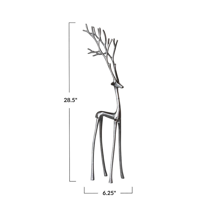 Creative Co-Op Silver Cast Aluminum Reindeer