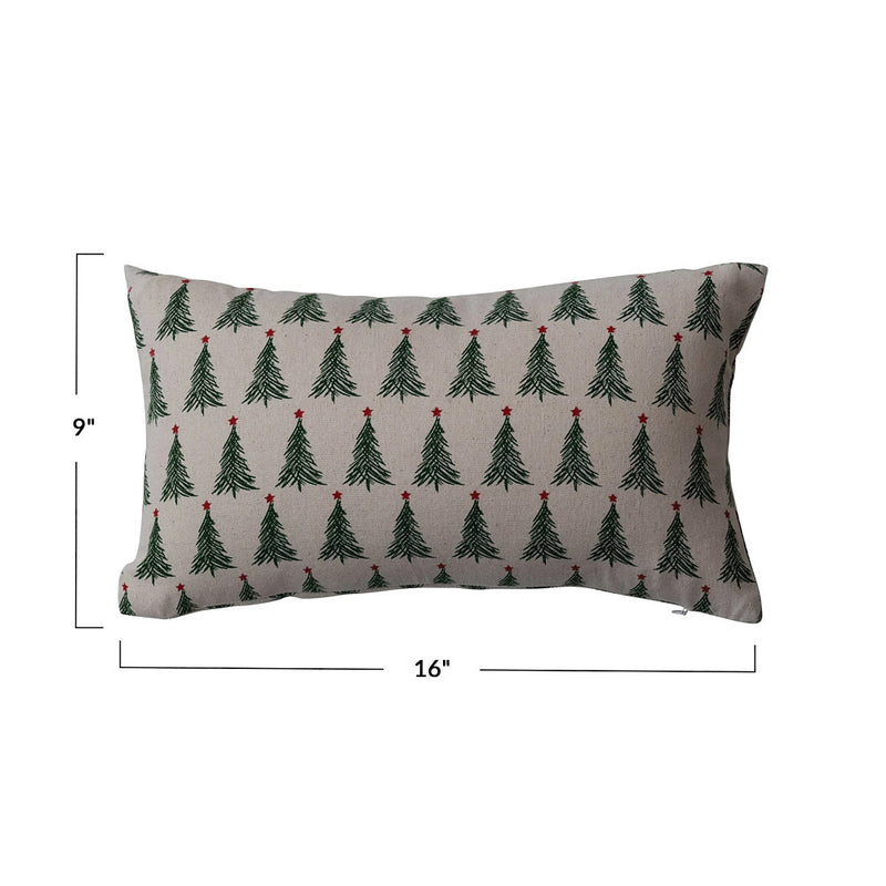 Creative Co-Op Christmas Tree Print Lumbar Pillow