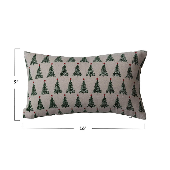 Creative Co-Op Christmas Tree Print Lumbar Pillow