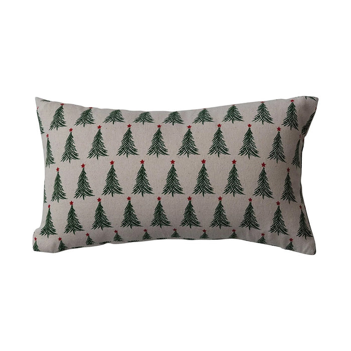 Creative Co-Op Christmas Tree Print Lumbar Pillow