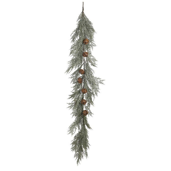 Creative Co-Op Faux Cedar Garland with Rust Metal Bells