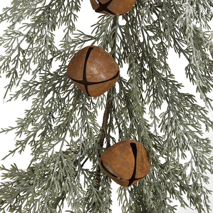 Creative Co-Op Faux Cedar Garland with Rust Metal Bells