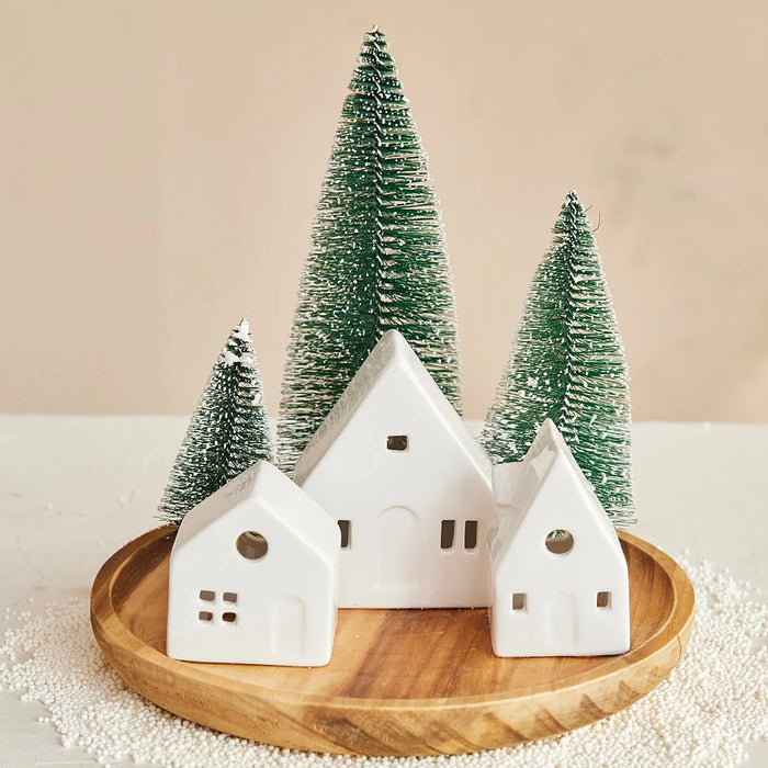 Creative Co-Op House & Bottle Brush with Led Light Set