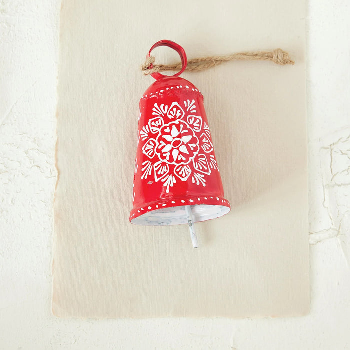 Creative Co-Op Red & White Hand Painted Bell