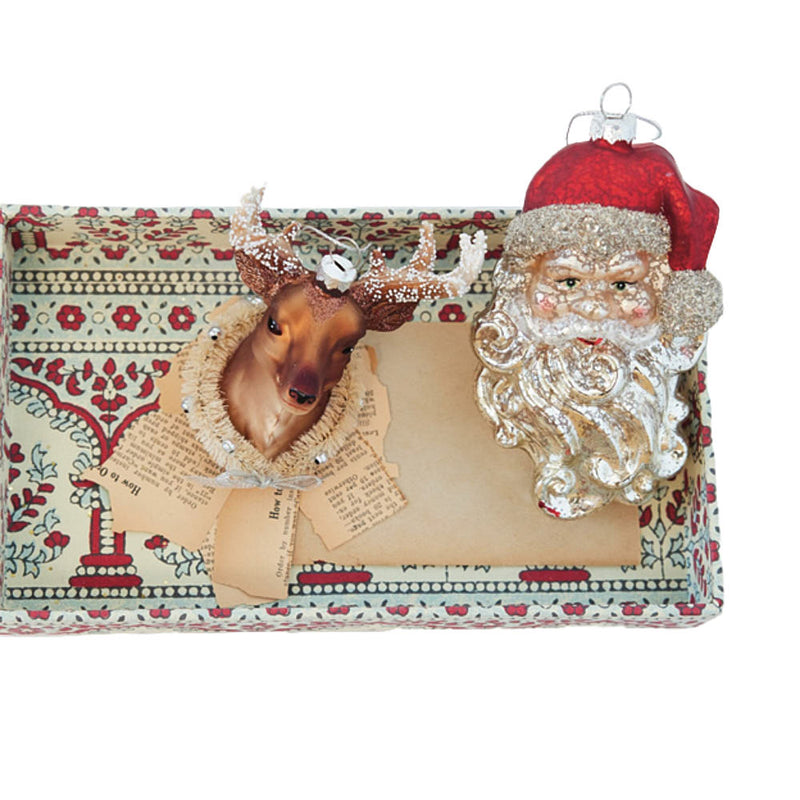 Creative Co-Op Glass Santa Head Ornament