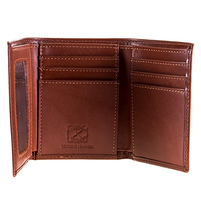Western Fashion Twisted X Tooled Trifold Wallet