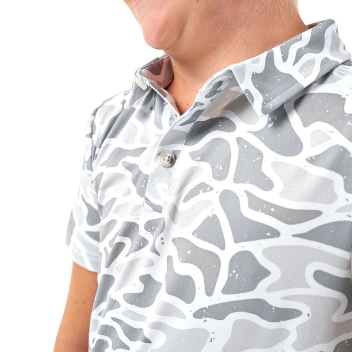 Burlebo Boy's White Camo Polo