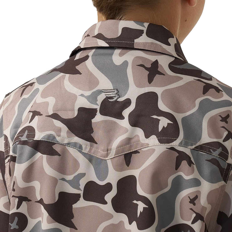 Burlebo Boy's Mallard Mayham Camo Performance Western Shirt