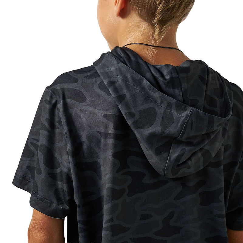Burlebo Boy's Black Camo Short Sleeve Performance Hoodie