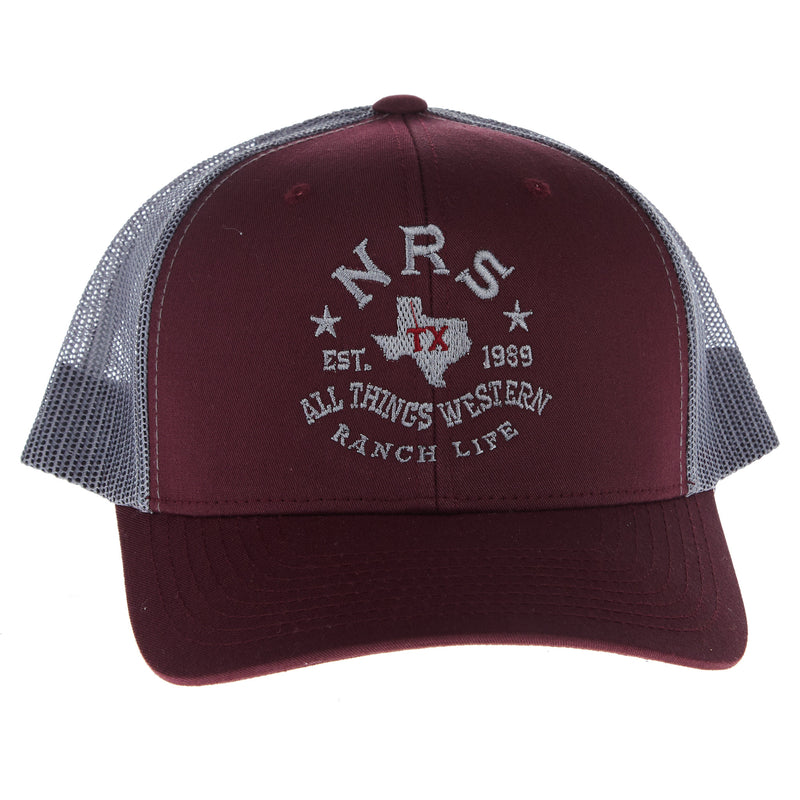 NRS All Things Western Embroidered Maroon and Grey Cap
