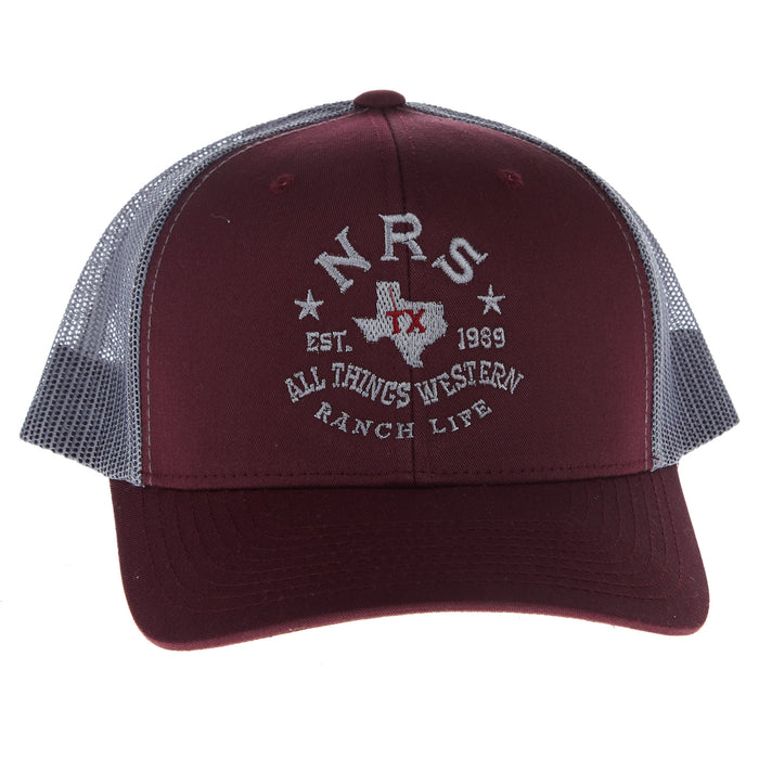 NRS All Things Western Embroidered Maroon and Grey Cap