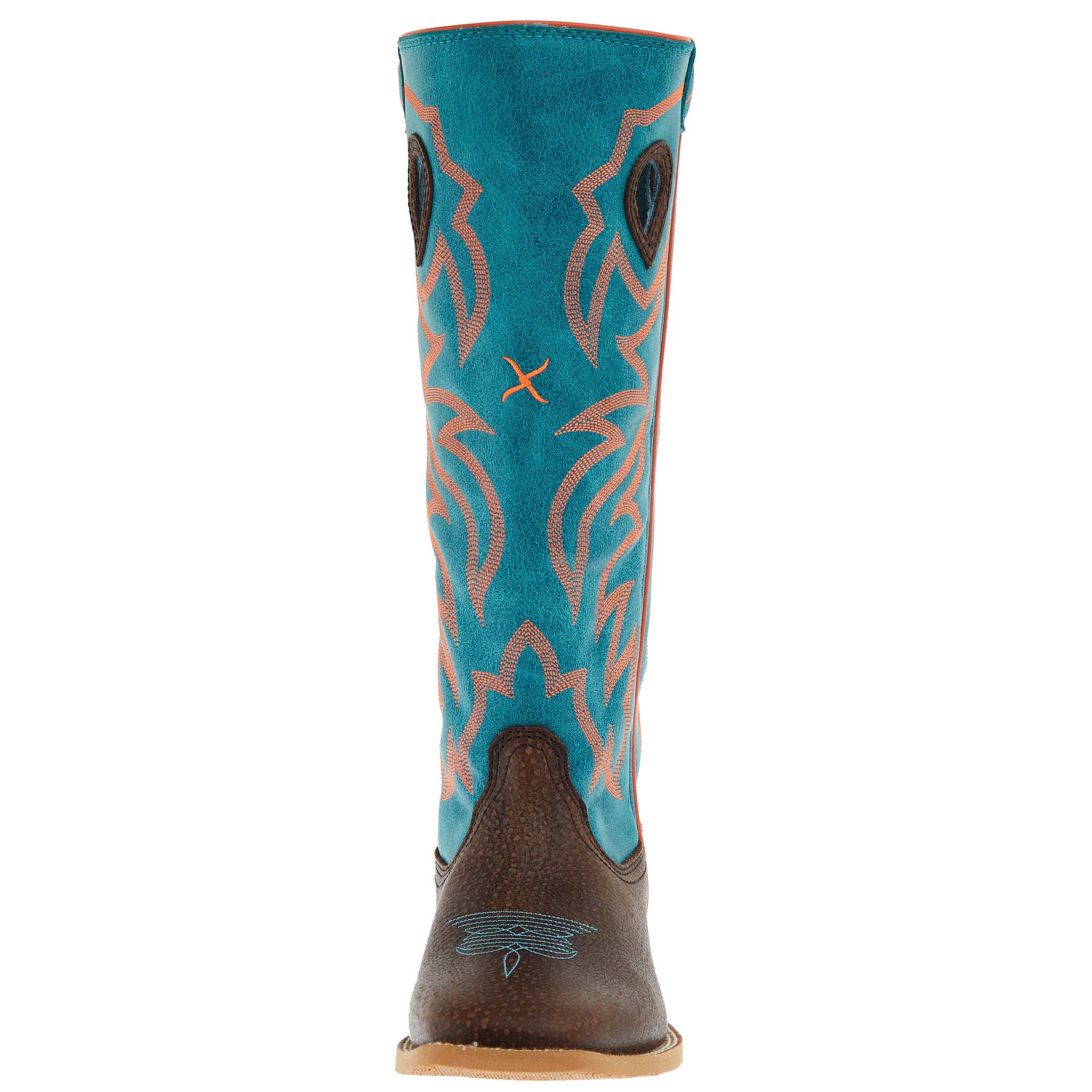 BOO Twisted X Youth Dark Chocolate and Electric Turquoise Buckaroo Boot