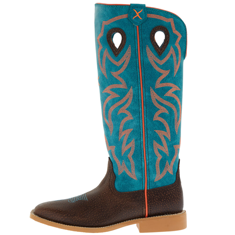 Twisted X Youth Dark Chocolate and Electric Turquoise Buckaroo Boot