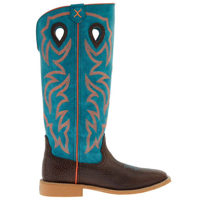 Twisted X Youth Dark Chocolate and Electric Turquoise Buckaroo Boot