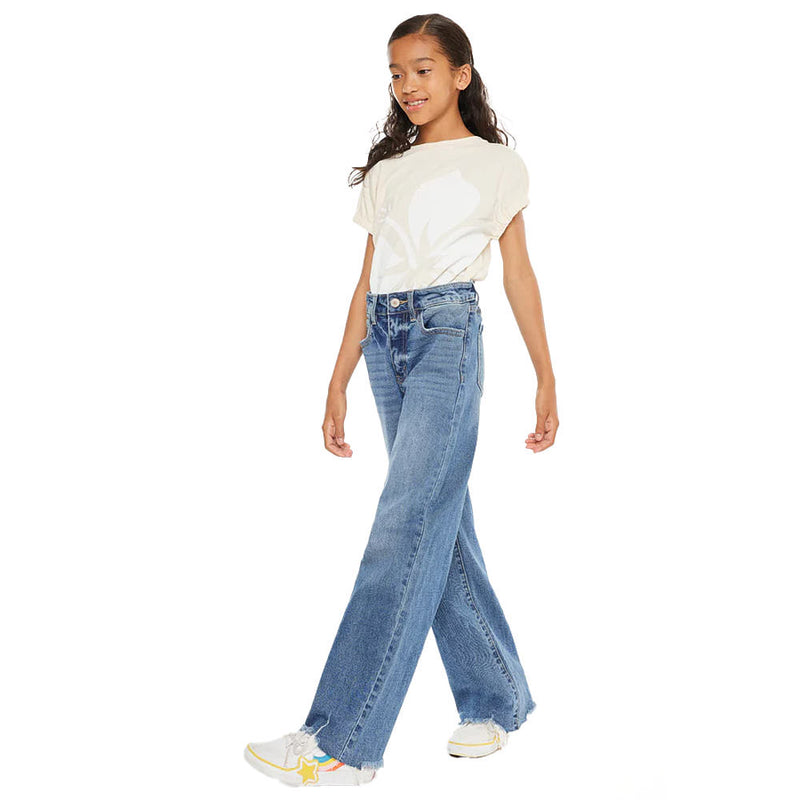 Kancan Girl's High Rise Slim Wide Leg Jeans