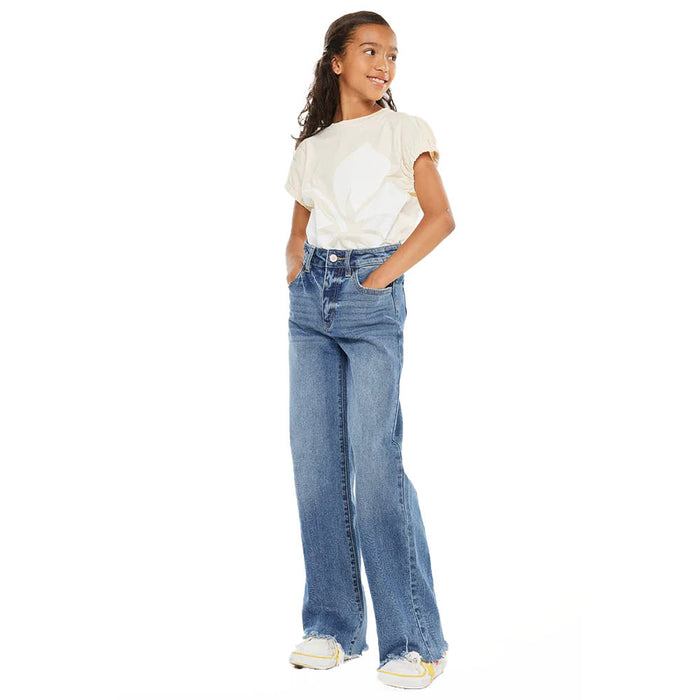 Kancan Girl's High Rise Slim Wide Leg Jeans