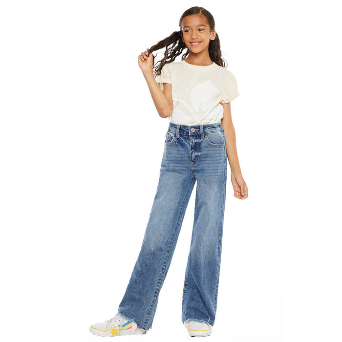 Kancan Girl's High Rise Slim Wide Leg Jeans