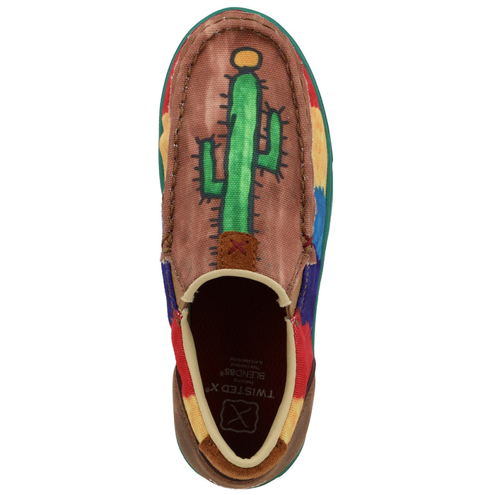 Twisted X Youth Cook Children's Brown and Multi Color Cactus Slip-On Kicks
