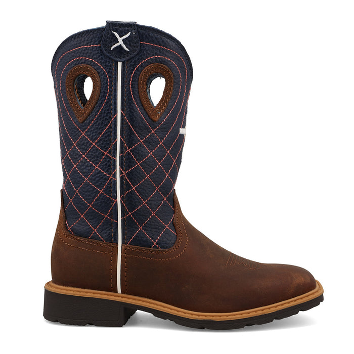 Twisted X Kid's Cowboy Work Mocha Vamp with Navy Top Boot