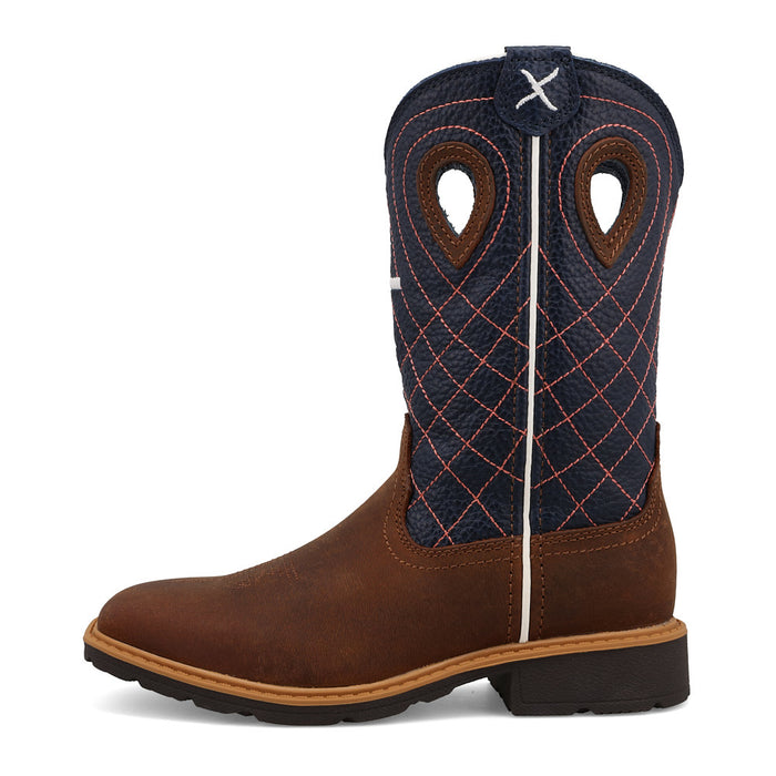 Twisted X Kid's Cowboy Work Mocha Vamp with Navy Top Boot