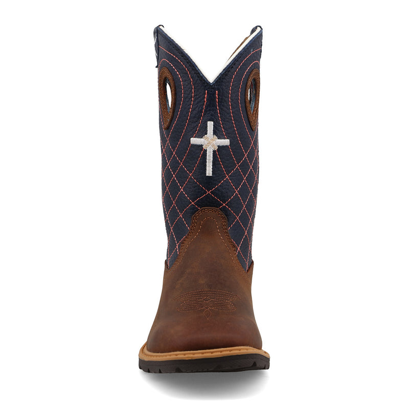 Twisted X Kid's Cowboy Work Mocha Vamp with Navy Top Boot