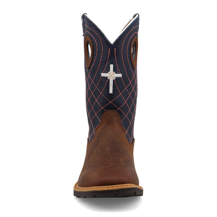 Twisted X Kid's Cowboy Work Mocha Vamp with Navy Top Boot