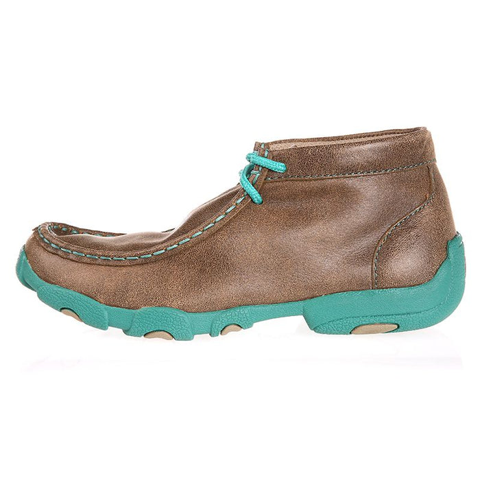 Twisted X Kid's Driving Mocs Brown and Turquoise Shoes