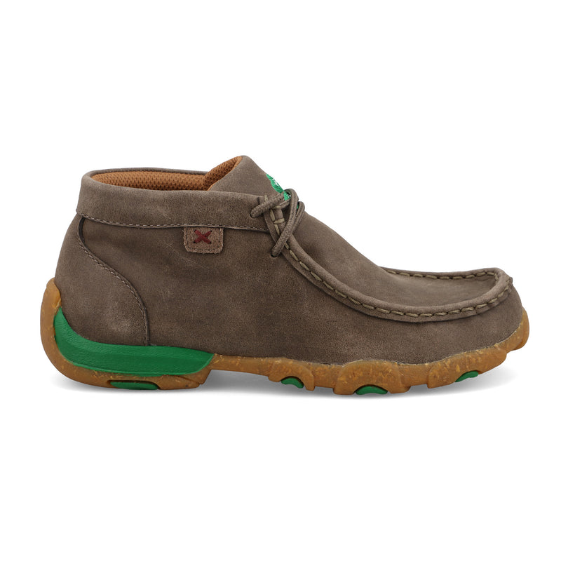 Twisted X Youth 4-H Deep Taupe and Kelly Green Chukka Driving Moc