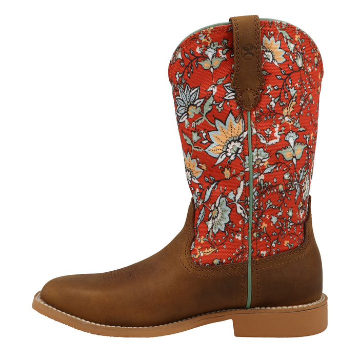 Twisted X Kids Hooey Rustic Brown and Red Floral Boot