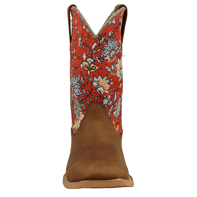 Twisted X Kids Hooey Rustic Brown and Red Floral Boot