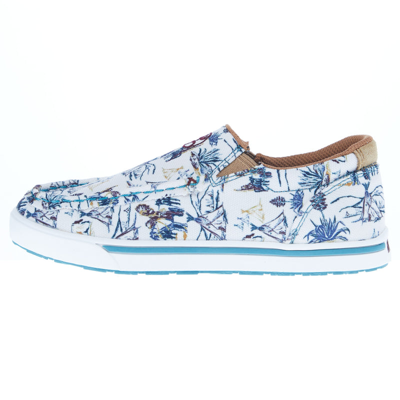 Twisted X Kids Hooey Slip On Loper Ivory and Turquoise Casual Shoe