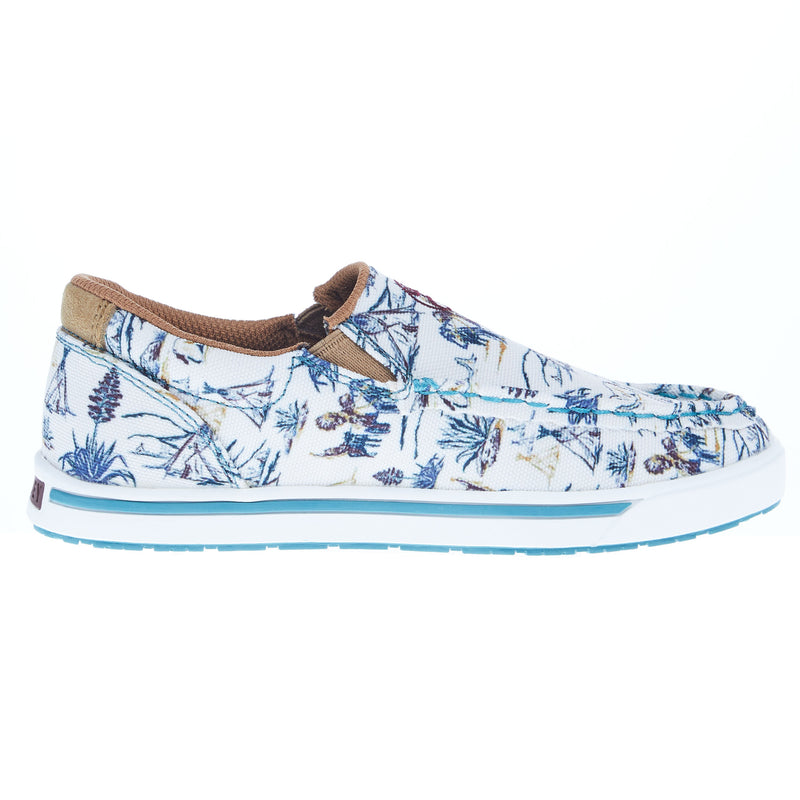 Twisted X Kids Hooey Slip On Loper Ivory and Turquoise Casual Shoe