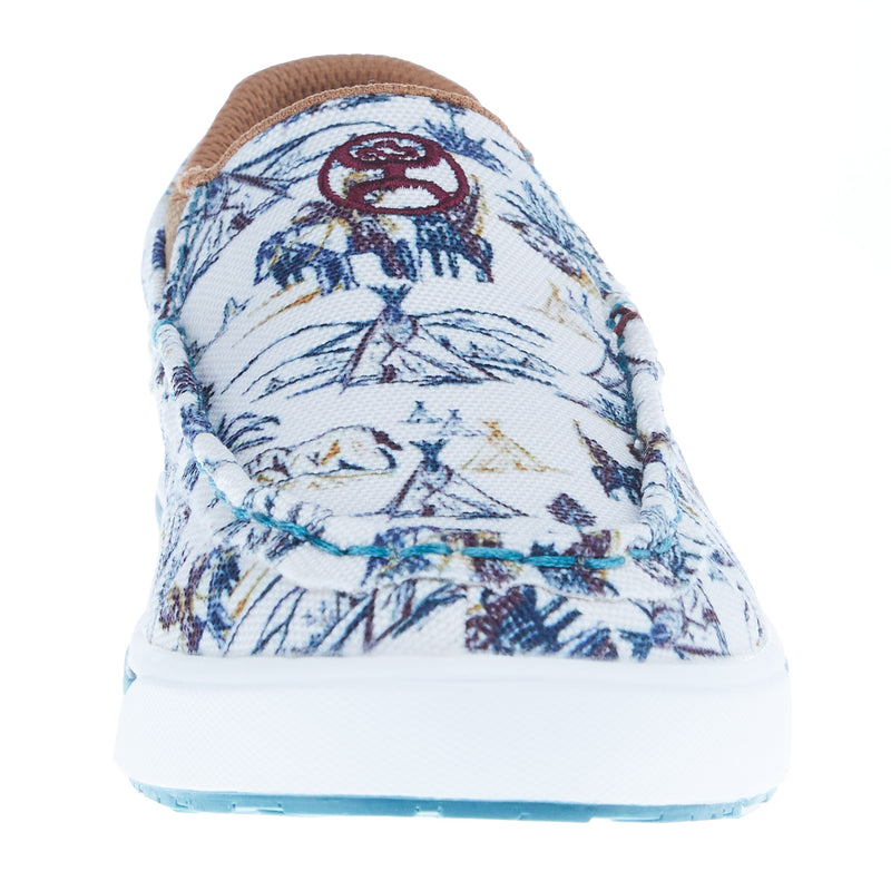 Twisted X Kids Hooey Slip On Loper Ivory and Turquoise Casual Shoe