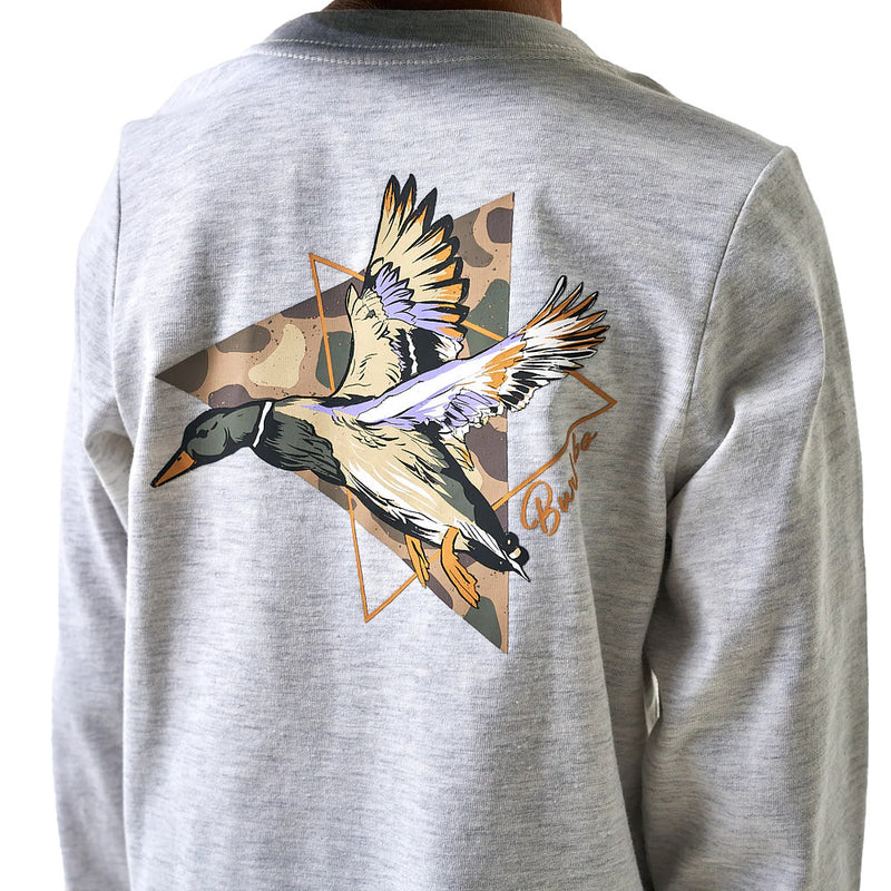 Burlebo Youth Pintail Triangle Duck Grey Long Sleeve Tee Shirt