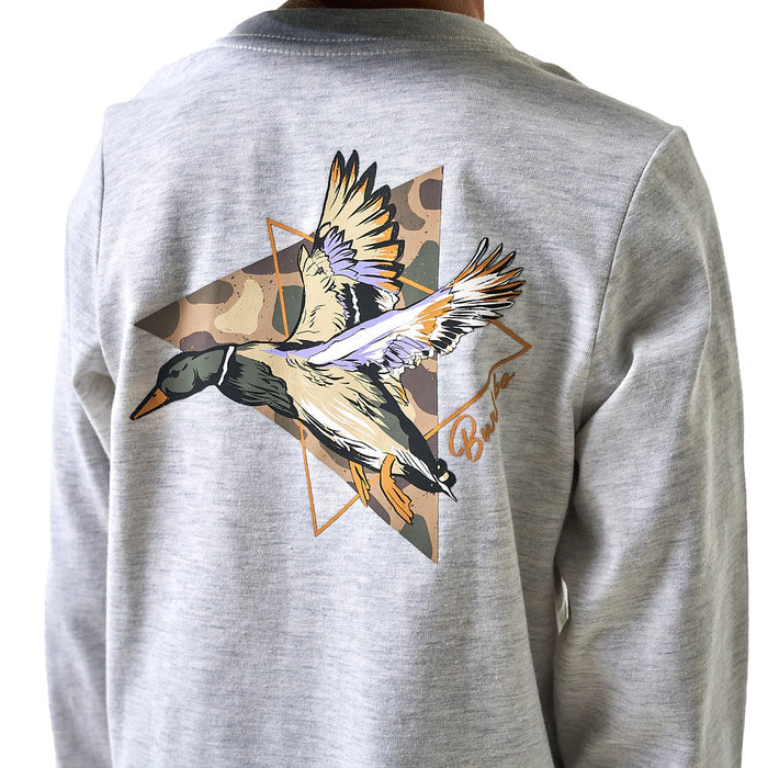 Burlebo Youth Pintail Triangle Duck Grey Long Sleeve Tee Shirt
