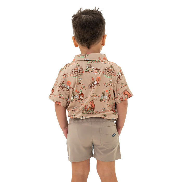 Burlebo Youth Cowboy Up Khaki Polo