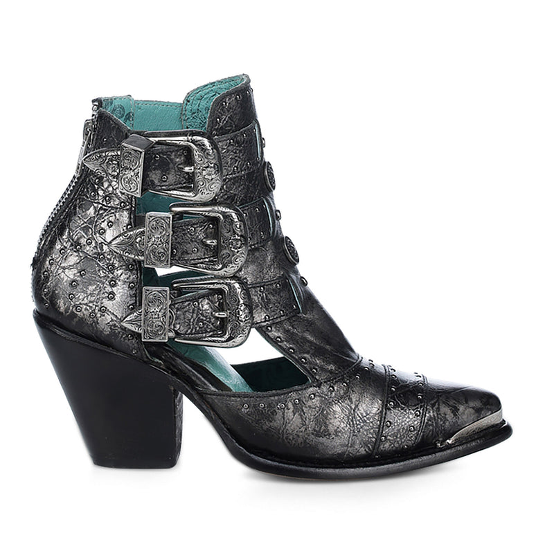 Corral Women`s Silver and Black Buckle Bootie