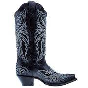 Corral Women`s Black Overlay and Embroidered 13In Top Boot