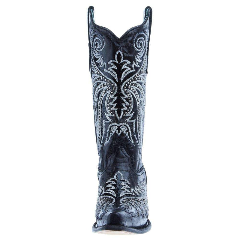 Corral Women`s Black Overlay and Embroidered 13In Top Boot