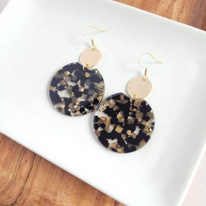 Black and Bronze Dangle Earrings