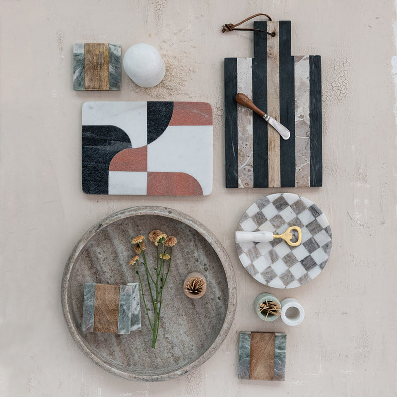 Creative Co-Op Marble Board and Knife Set