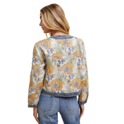 Anniewear Women's Floral Jacquard Contrast Jacket