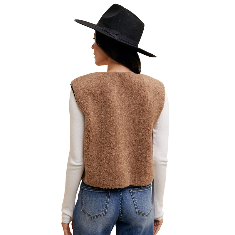 Anniewear Women's Mocha Fleece Fur Vest