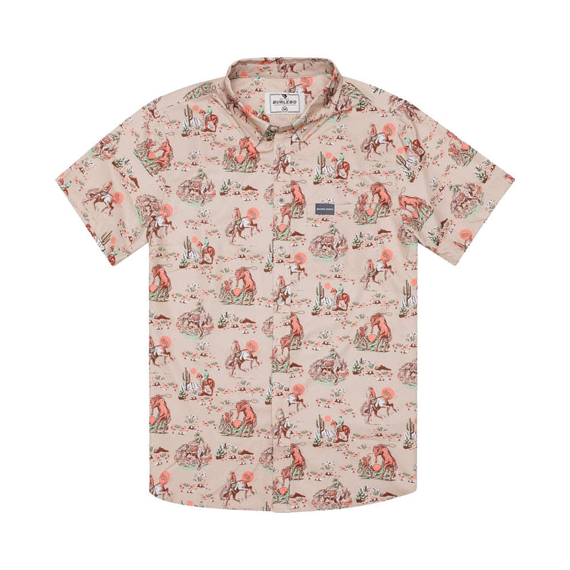 Burlebo Men's Cowboy Up Short Sleeve Performance Button Shirt