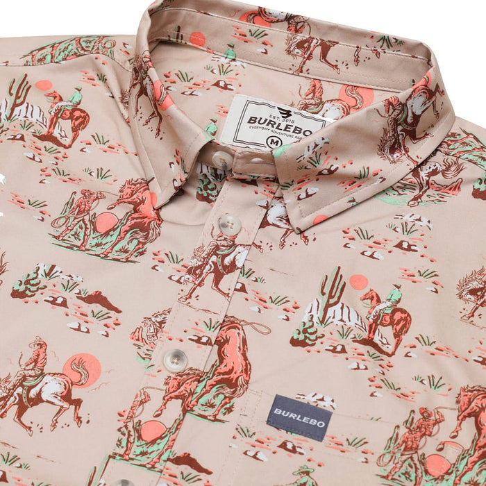 Burlebo Men's Cowboy Up Short Sleeve Performance Button Shirt